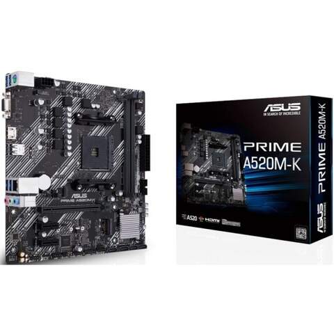 ASUS PRIME A520M-K AMD AM4 Socket A520 Micro-ATX Desktop Motherboard
