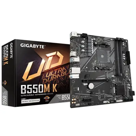 Gigabyte B550M K Ultra Durable B550M-K-rev-10 AMD B550 Ryzen Socket AM4 Micro-ATX Desktop Motherboard