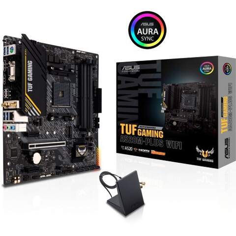 ASUS TUF GAMING A520M-PLUS WIFI AMD A520 Ryzen AM4 Micro-ATX Desktop Motherboard