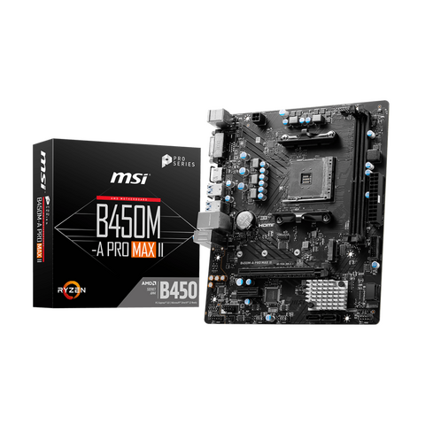 MSI B450M-A PRO MAX II AMD B450 Socket AM4 Micro-ATX Desktop Motherboard