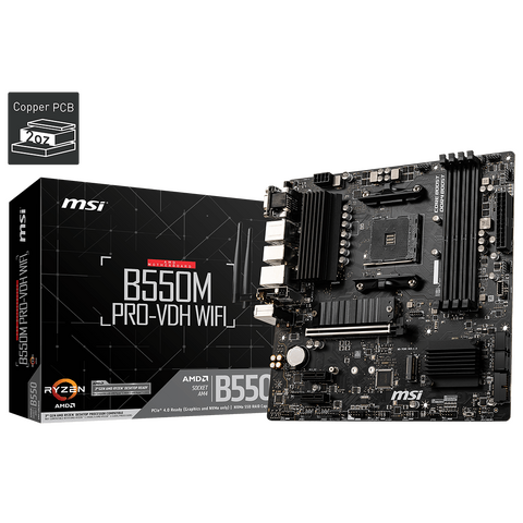 MSI B550M PRO-VDH WIFI AMD B550 Ryzen Socket AM4 Micro ATX Desktop Motherboard