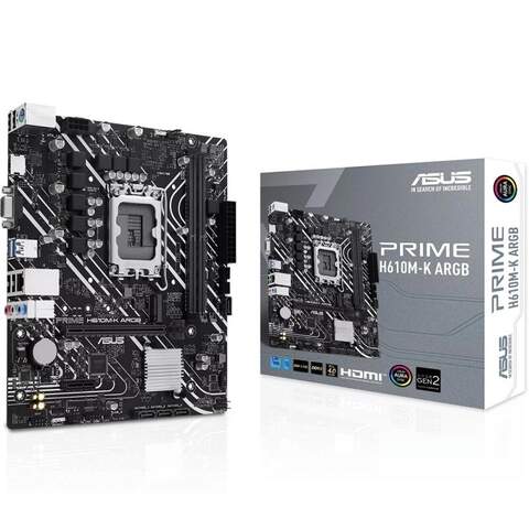 ASUS PRIME H610M-K ARGB Intel H610 Chipset LGA1700 DDR5 Micro ATX Desktop Motherboard